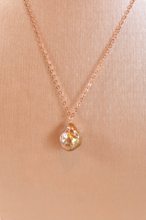 Fireball Single Pearl Drop Necklace